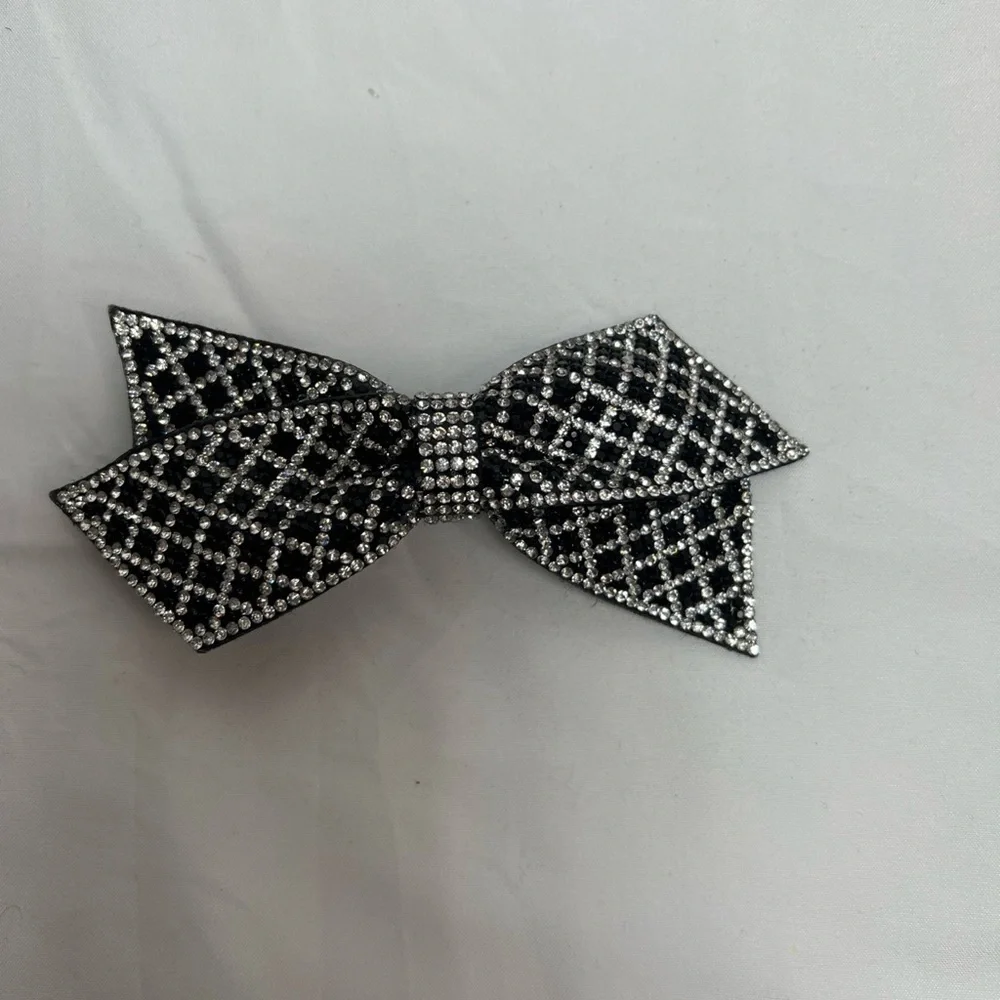 Black and Silver Bow Hair Clip